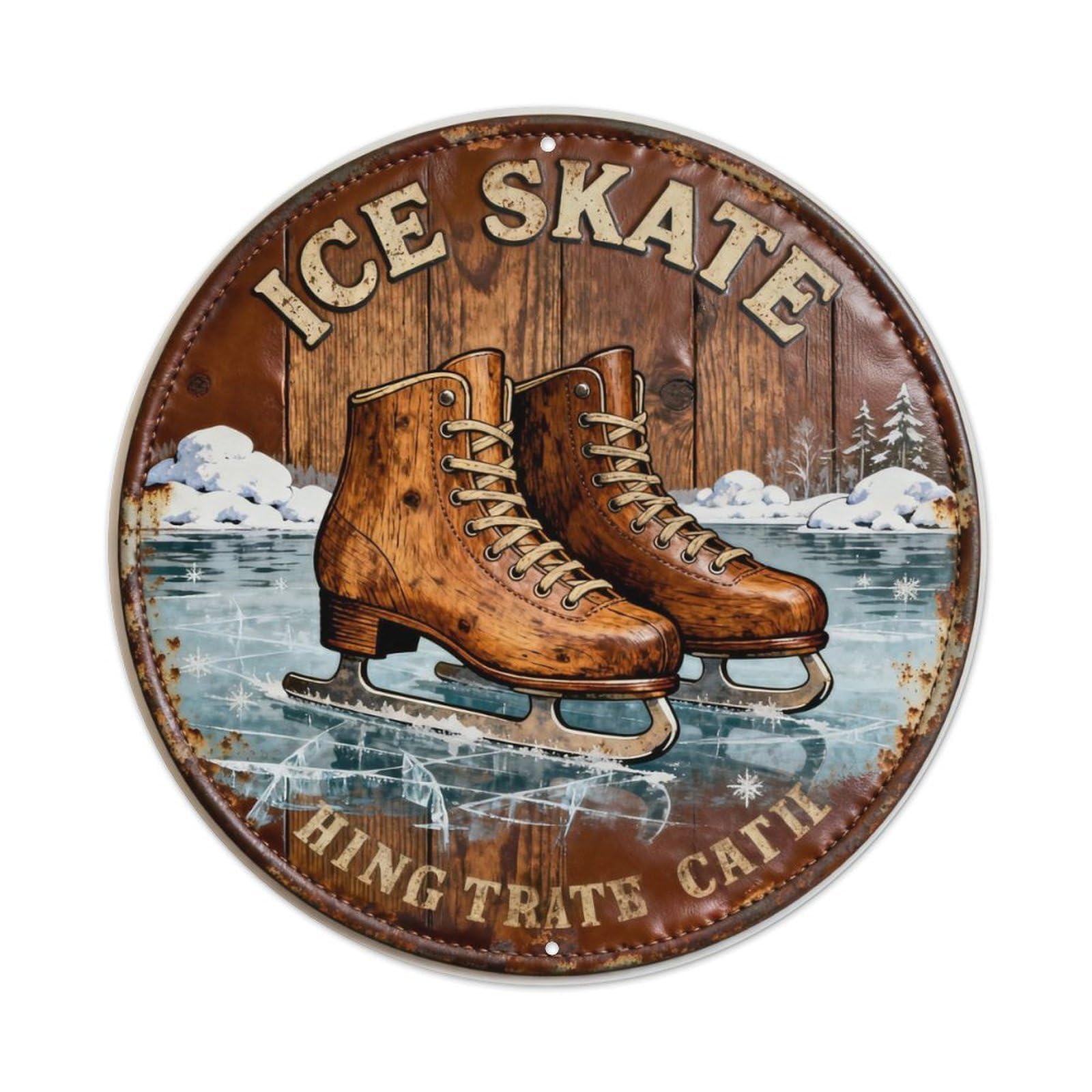 ICE SKATE Metal Tin Sign Plaque