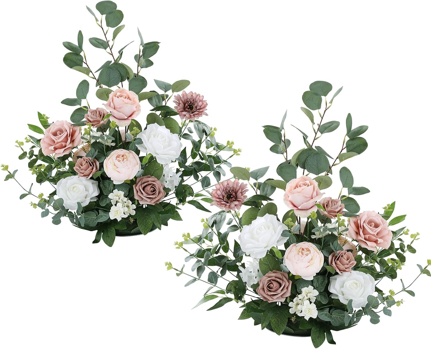 Serwalin Aisle Runner Flowers Arrangement Wedding Chair Decorations 2 Standing Artificial Fake Flowers Pink Ceremony Reception Church Pew Rose Floral Party Outdoor Decor Athens Dusty Pink ???