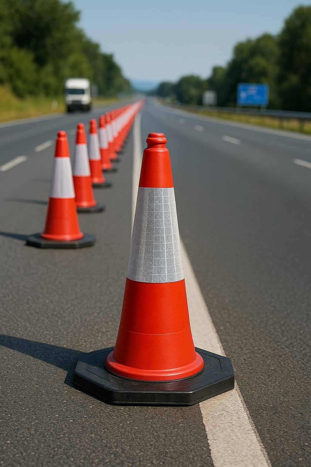 FERRETELIX 4 Unités Cône de Signalisation 75 cm avec Base en Caoutchouc Réfléchissante