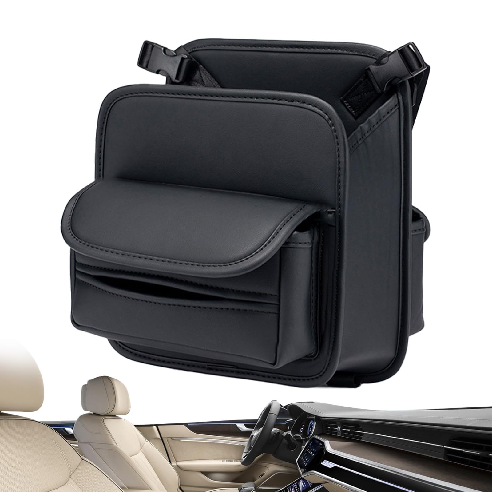 Car Purse Holder Between Seats,Multipurpose Car Storage Organizer Car Seat Storage Bag | Car Seat Storage Organizer Car Pocket Organizer with Adjustable Strap