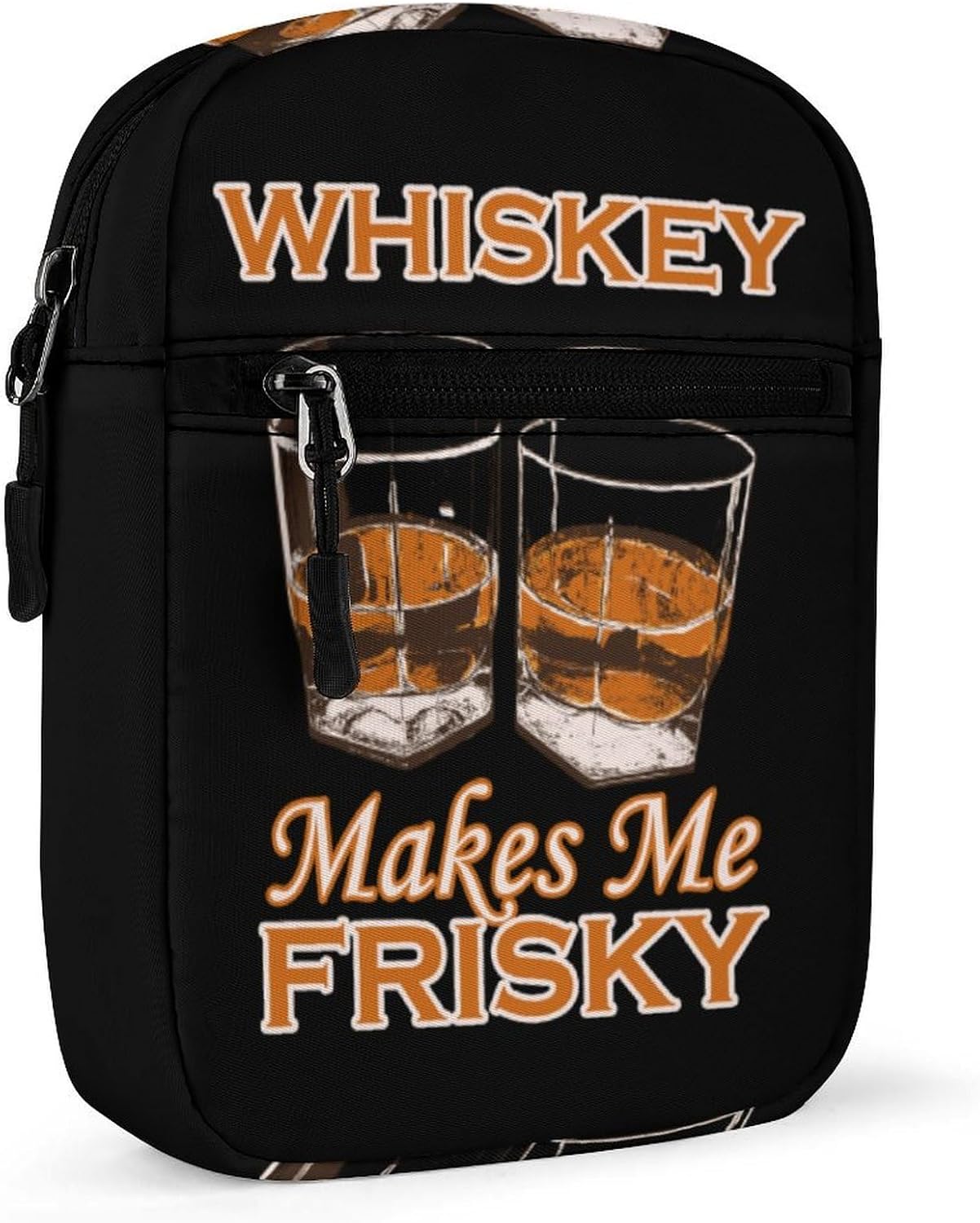 Whiskey Makes Me Frisky Cute Crossbody Bags Small Sling Purse Travel Shoulder Bag with Adjustable Strap for Men Women