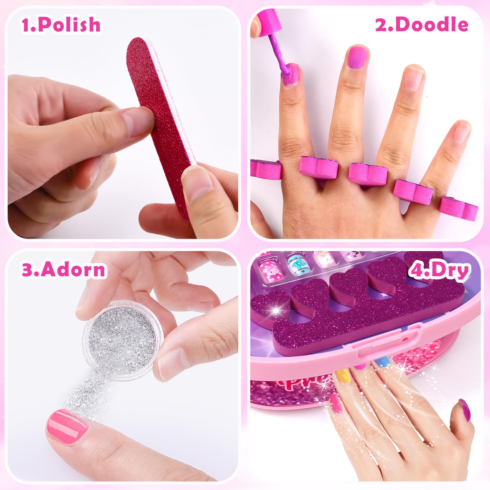 Kit Unghie Per Bambine - Set Manicure Creative Con Smalti, Glitter E Accessori
