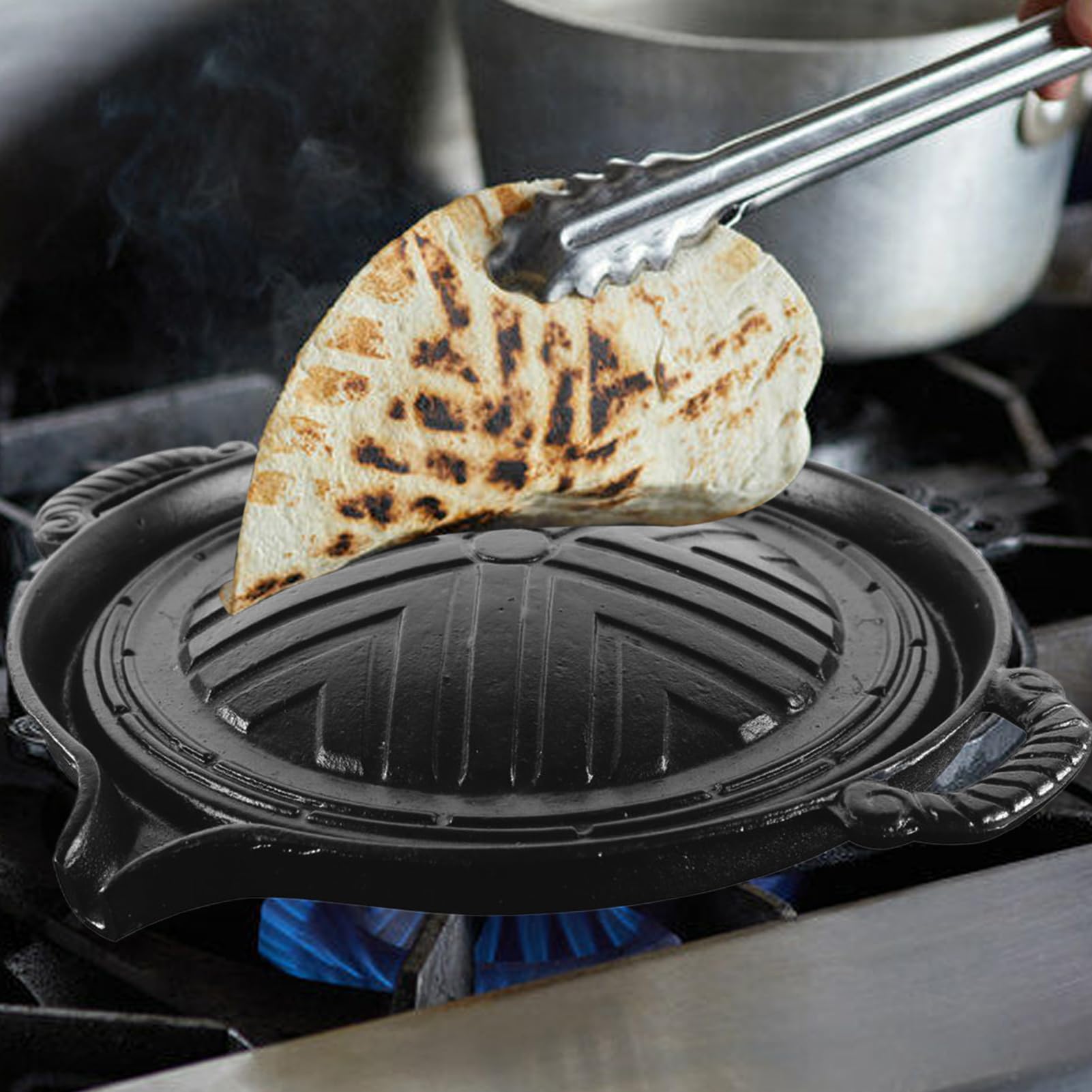 Générique Żeliwny grill - do steków na zewnątrz, nieprzywierające, trwałe smażenie 27,9 cm, wytrzymałe grillowanie, uniwersalne naczynia do mięsa i warzyw