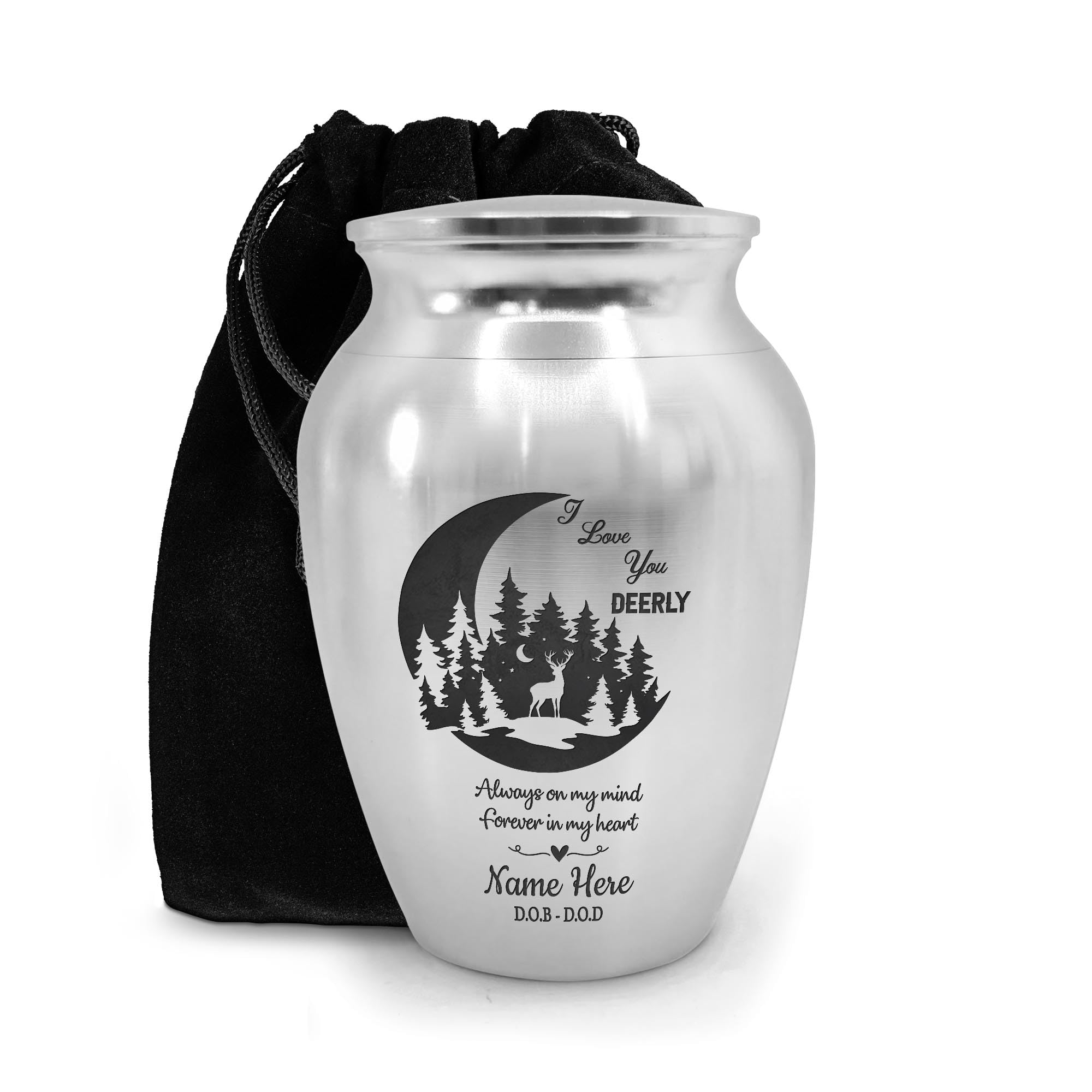 Deer Hunting Mini Cremation Urn, Memorial Engraved Memorial Keepsake
