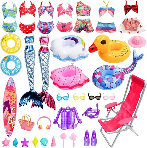 Accesorios de ropa para muñecas 36 piezas de ropa de muñeca para niña, serie de trajes de baño para muñeca de 11.5 pulgadas, incluye bikini, traje