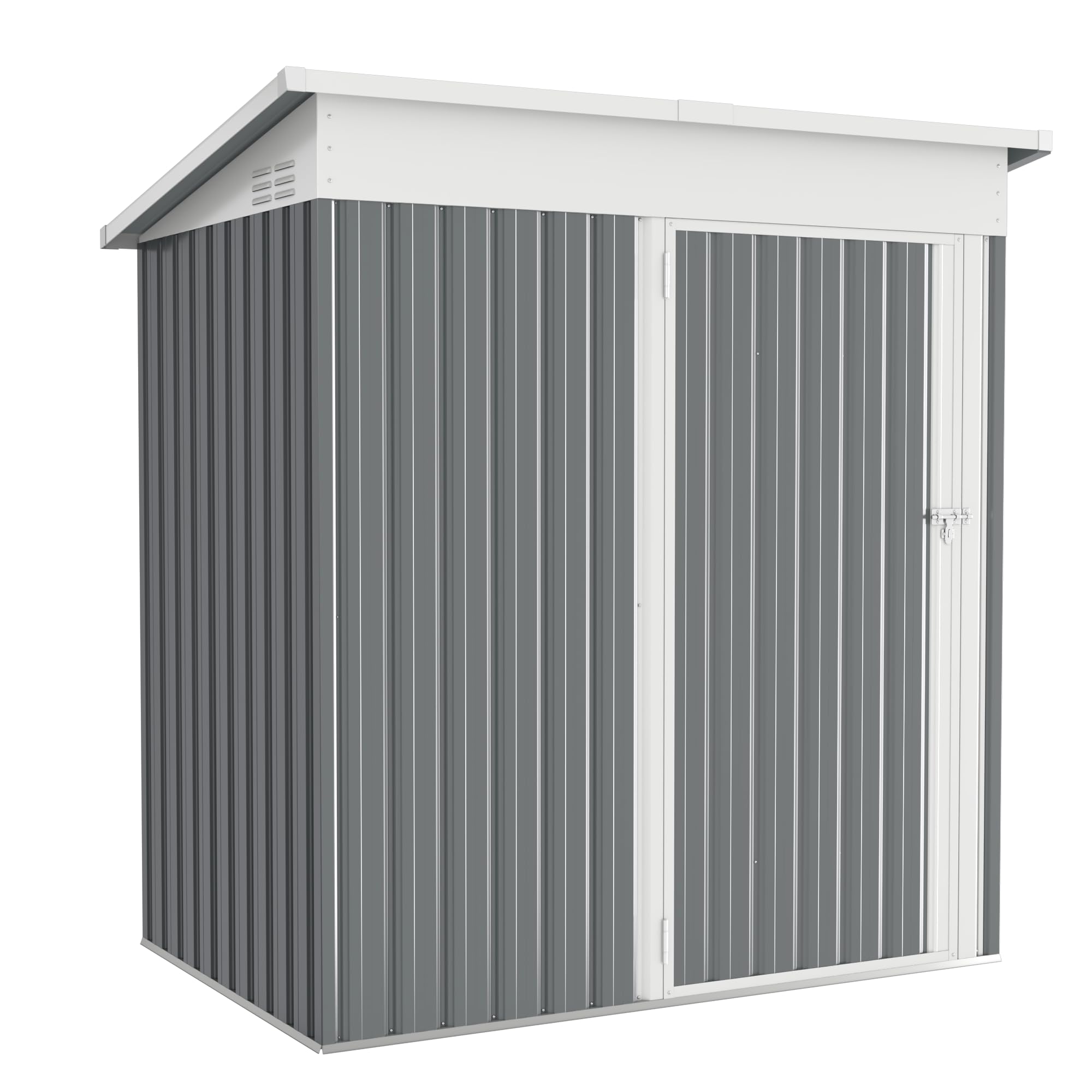 YODOLLA Gerätehaus, 164x81x181cm Metall Geräteschuppen mit abschließbarer Tür, Gebrauchs- und Werkzeugaufbewahrung für Garten, Außenbereich, Hinterhof, Terrasse, Dunkelgrau