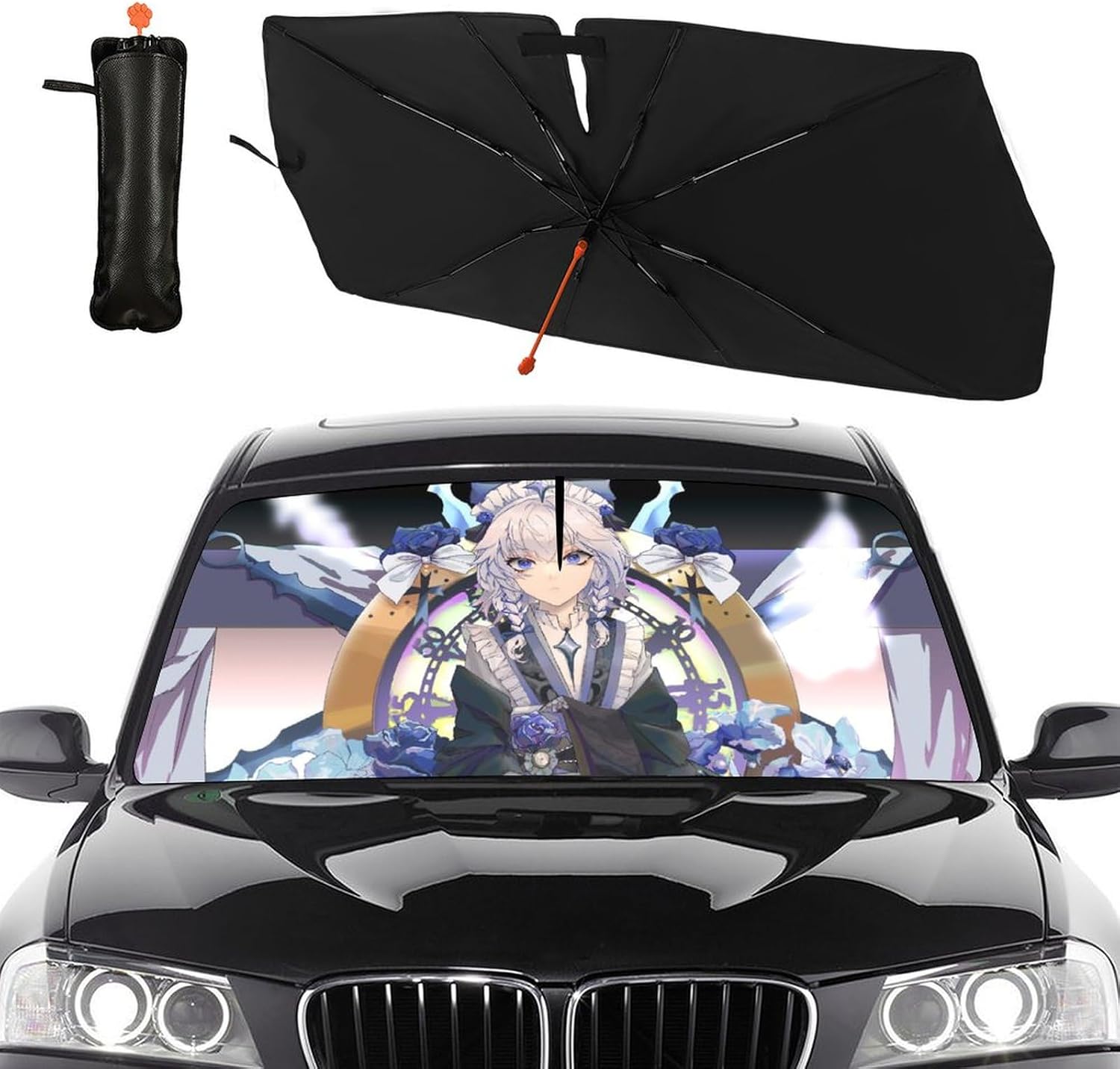 カーサンシェード 東方シリーズ 博麗霊夢 車用 フロント 傘型 三つ折り