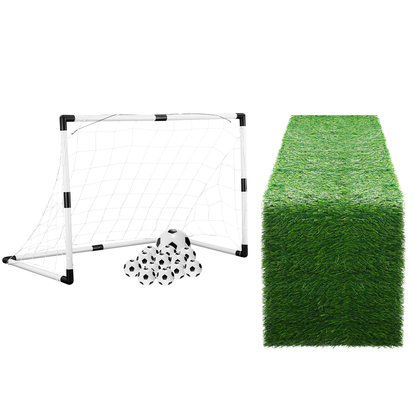 Photo 1 of Buryeah Football Party Table Decor Kit 1 Artificial Grass Table Runner 12 Mini Soccer Stress Balls 1 Soccer Goal Football Party Supplies for Birthday Wedding Banquet Baby Shower Home Decor