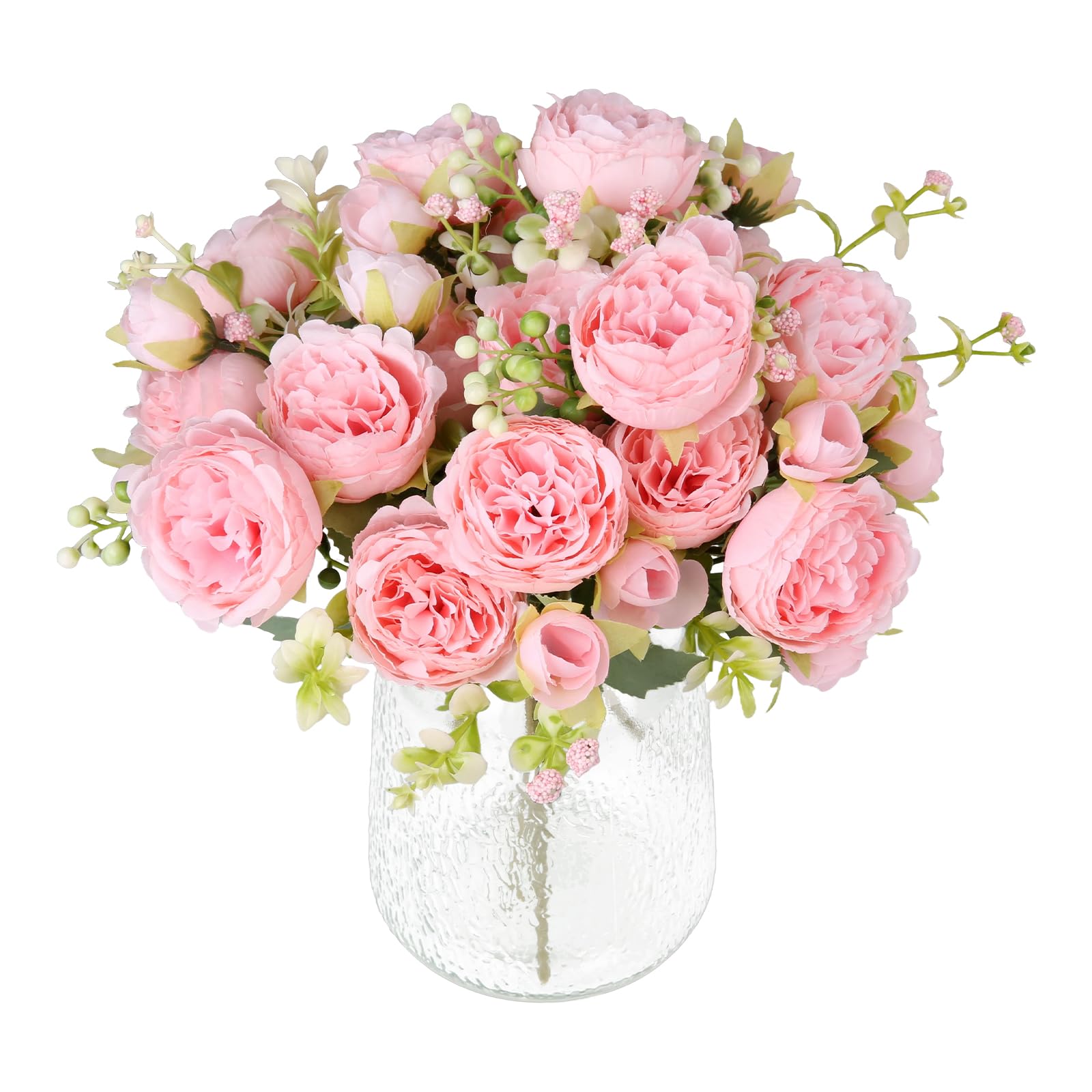 Tuocal 4 Bunches Peony Artificial Flowers, Fake Silk Peonies Bouquet for Wedding Home Table Centerpieces Floral Arrangement Office Decor, Pink