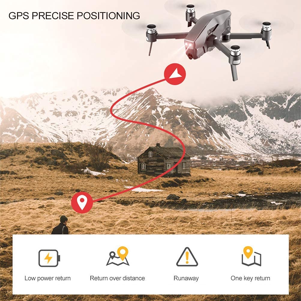 GPS Drone with 4K Camera for Adults RC Drones Quadcopter Head with Shock Absorber 28Mins Flight Time Brushless Motor 120° Wide Angle 90 Adjustable Foldable Drone