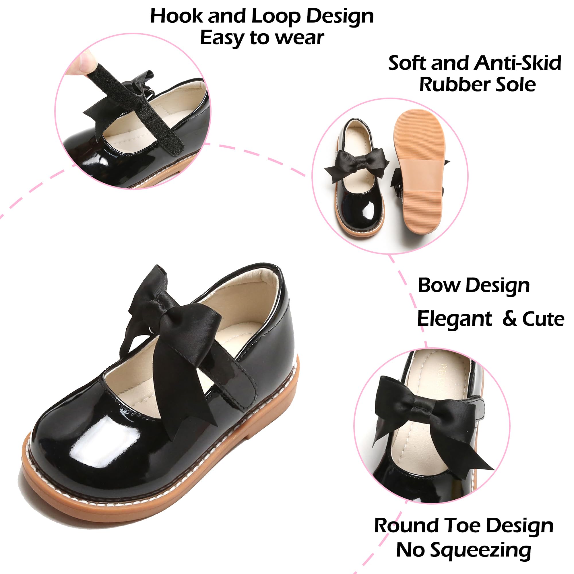 PHIRAMIN Zapatos de vestir Mary Jane para niña pequeña, uniformes escolares, zapatos para bodas y fiestas