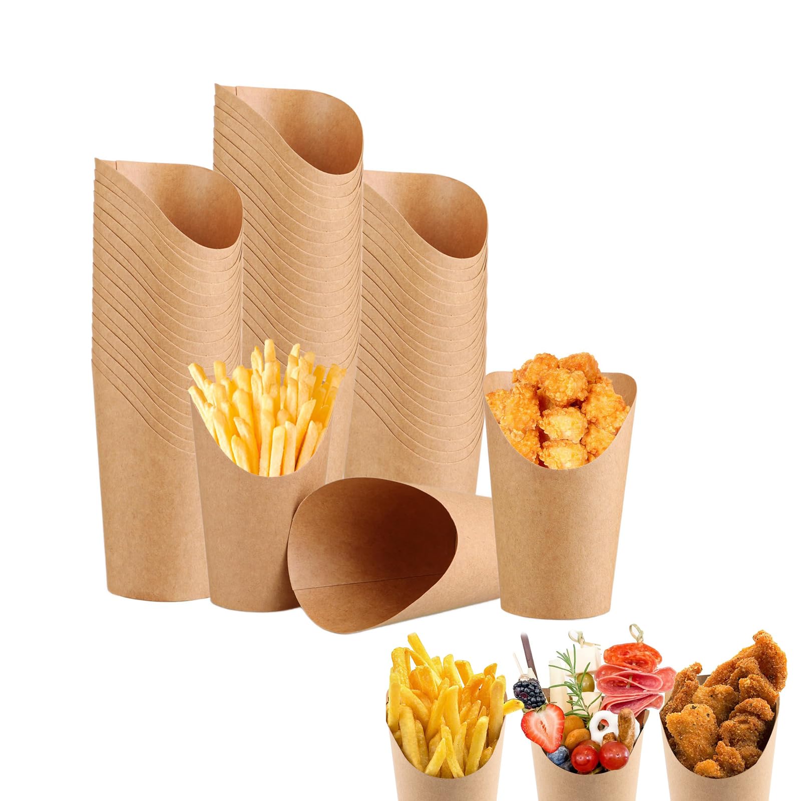 50/100 Set 14oz Disposable Charcuterie Cups, Kraft Paper French Fries Holder For Waffles Chips Pop I.1104128993 - View #13