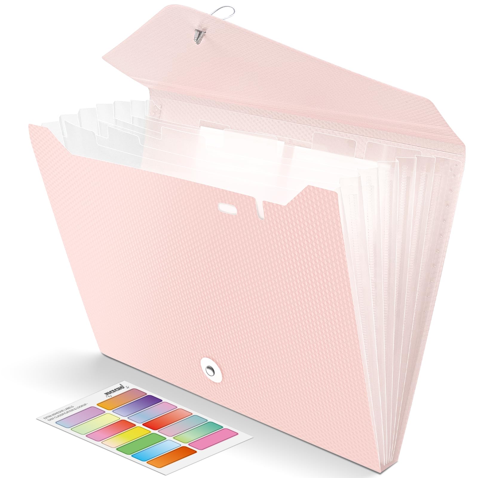 NicechoExpanding File Folder, 7 Pockets Accordion File Organizer, A4 Letter Size Paper Document Receipt Organizer Accordian Filing Folder for Classroom, Home, Office and Travel (Pink)