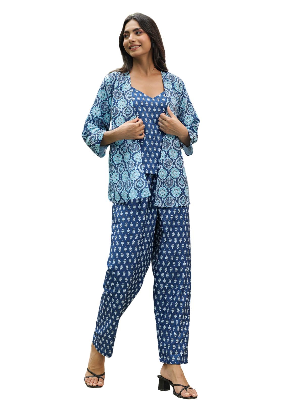 Greciilooks Rayon Ethnic Kurta Set Blue