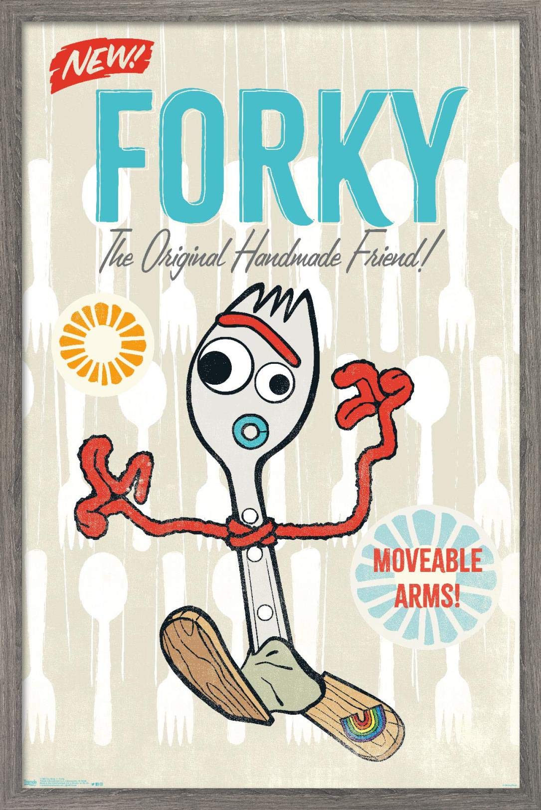 Trends International Disney Pixar Toy Story 4 - Forky Wall Poster, 14.725" x 22.375", Barnwood Framed Version