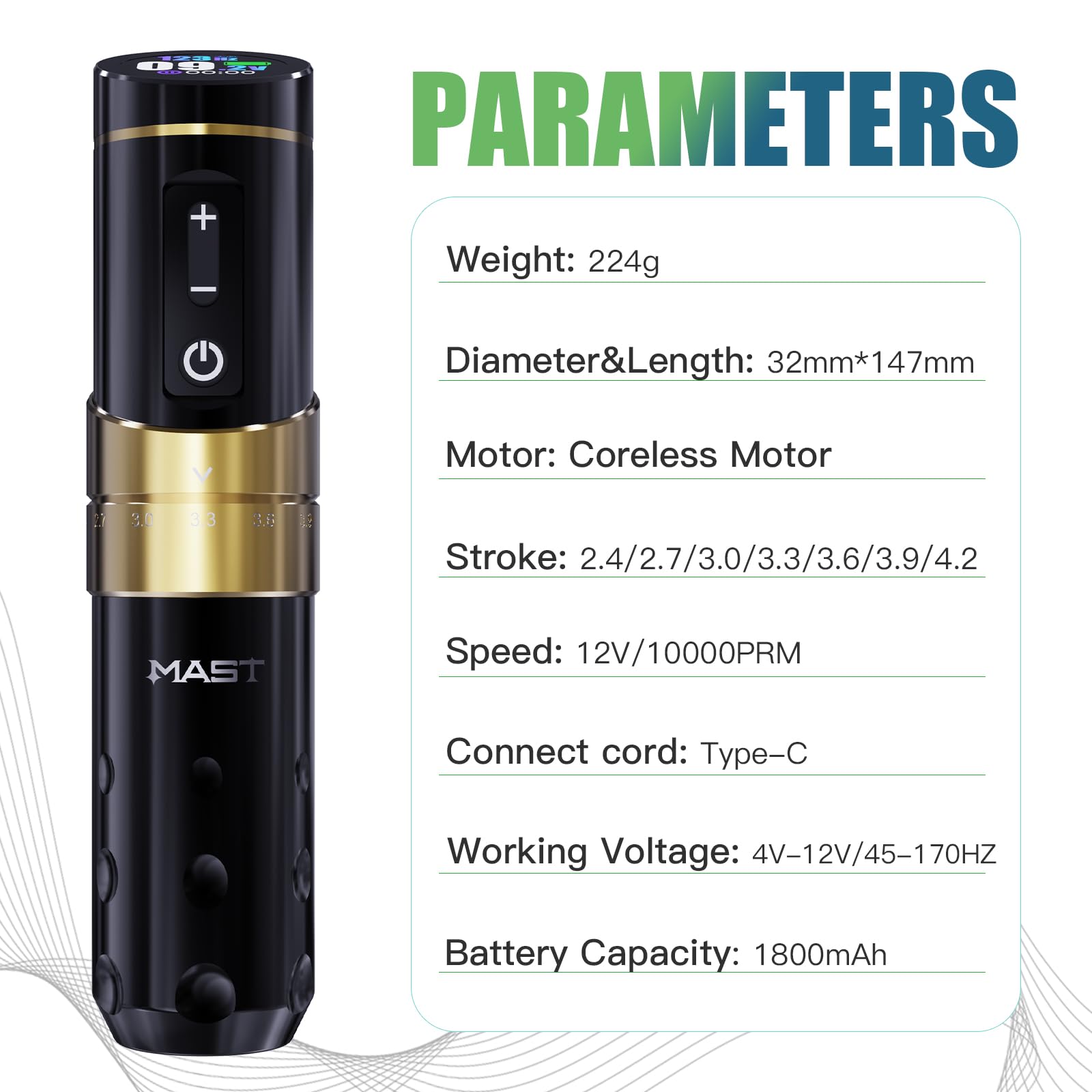 Amazon.com: Mast Flip3 Tattoo Gun Kit Wireless Machine 7 Strokes