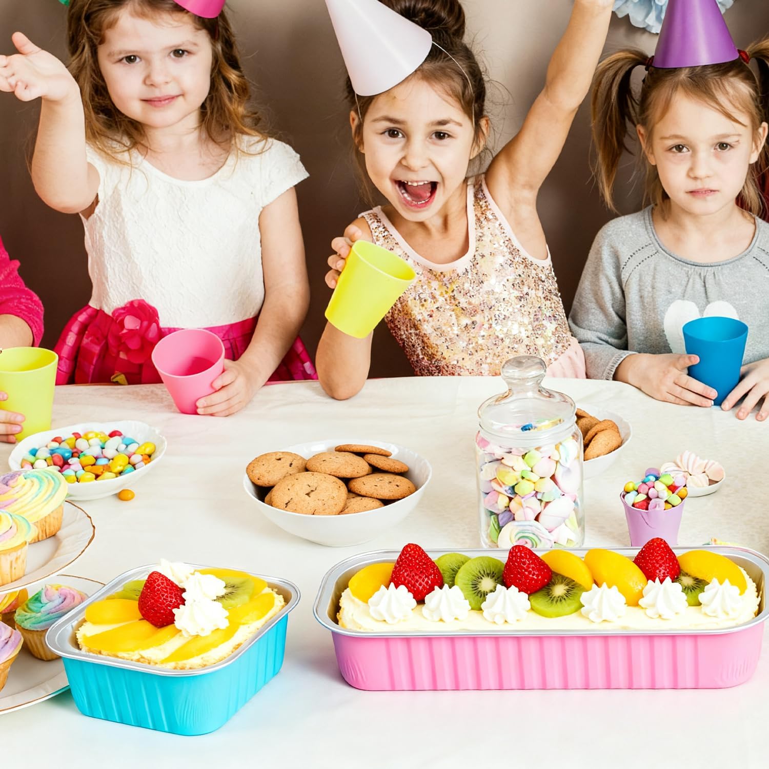 Mini Foil Baking Cups with Lids for Baking Bread Disposable（100Pack）, 50Pcs 6.8oz Mini loaf Pans & 50Pcs 5oz Square Aluminum Loaf Pans with Spoons, Cupcake Tins with Lids - Image 7