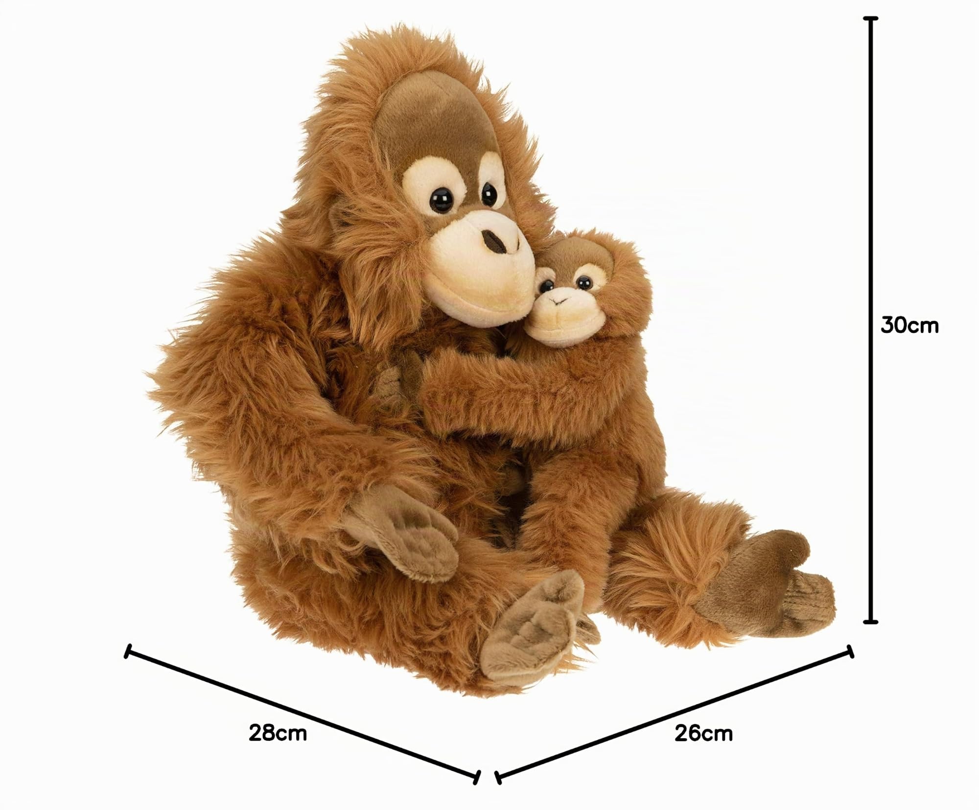 Uni-Toys - Orang-outan avec Bébé, Assis - 30 cm (Hauteur) - Singe en Peluche - Peluche, Doudou Uni-Toys - Orang-outan avec Bébé, Assis - 30 cm (Hauteur) - Singe en Peluche - Peluche, Doudou