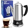 APOXCON Electric Coffee Percolator, Stainless Steel Pot with Heat-Resistant Glass Knob & Cordless Serving, Modern Coffee Maker (12 cups)
