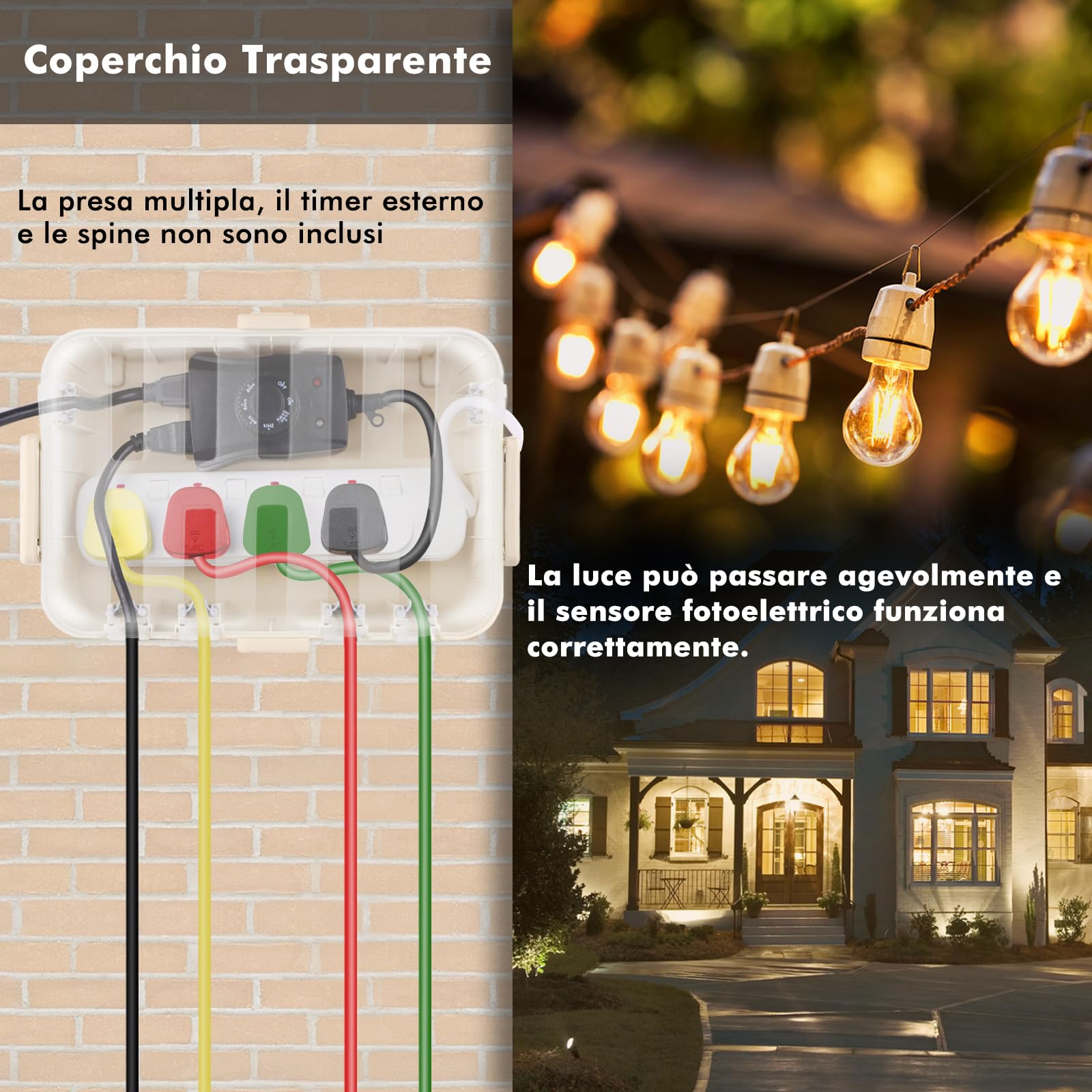 RESTMO Scatola di Sicurezza Impermeabile con Coperchio Trasparente Extra Grande IP54 (32x22x13 cm) – per Esterni, Resistente alle Intemperie, Scatola Elettrica Protettiva, Colore Mandorla Trasparente