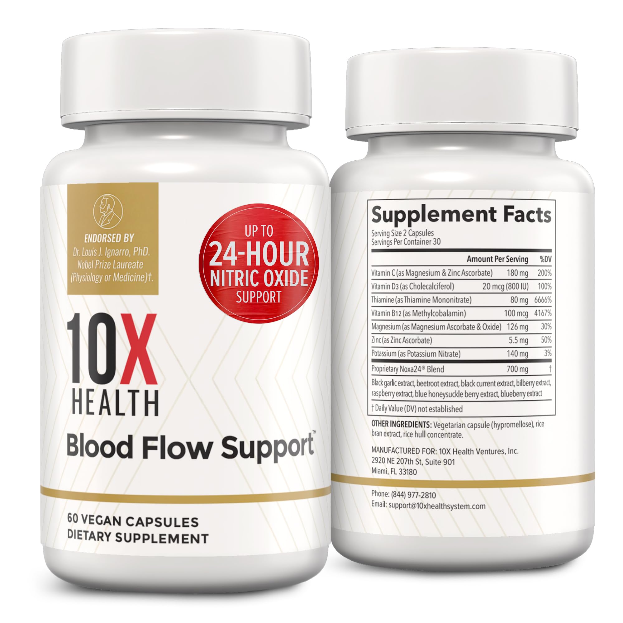 10X Health Nitric Oxide Supplement - 60 Vegan Capsules