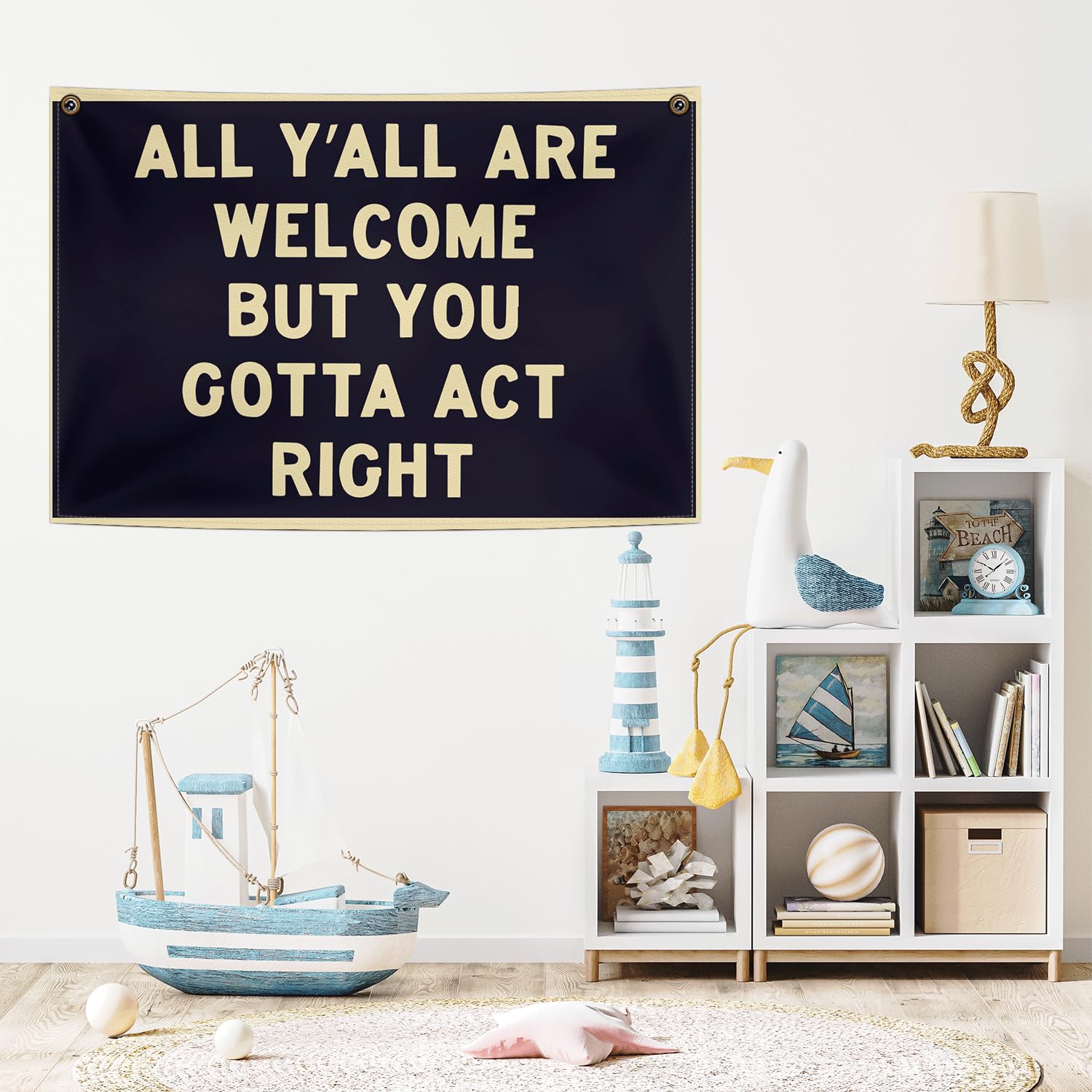 Cilrii Welcome Sign Canvas Flag,Welcome Canvas Banner For Livingroom Bedroom The Gate Of The Door, Black And Yellow Sign Flag Decor 30X20 Inch