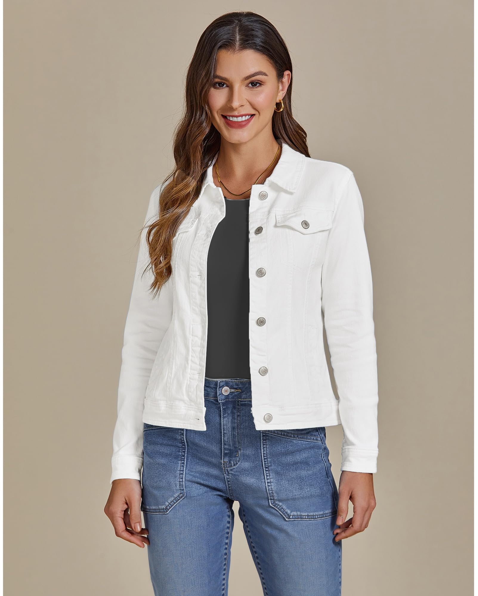 Vetinee Veste en Jean Femme Blouson Jean