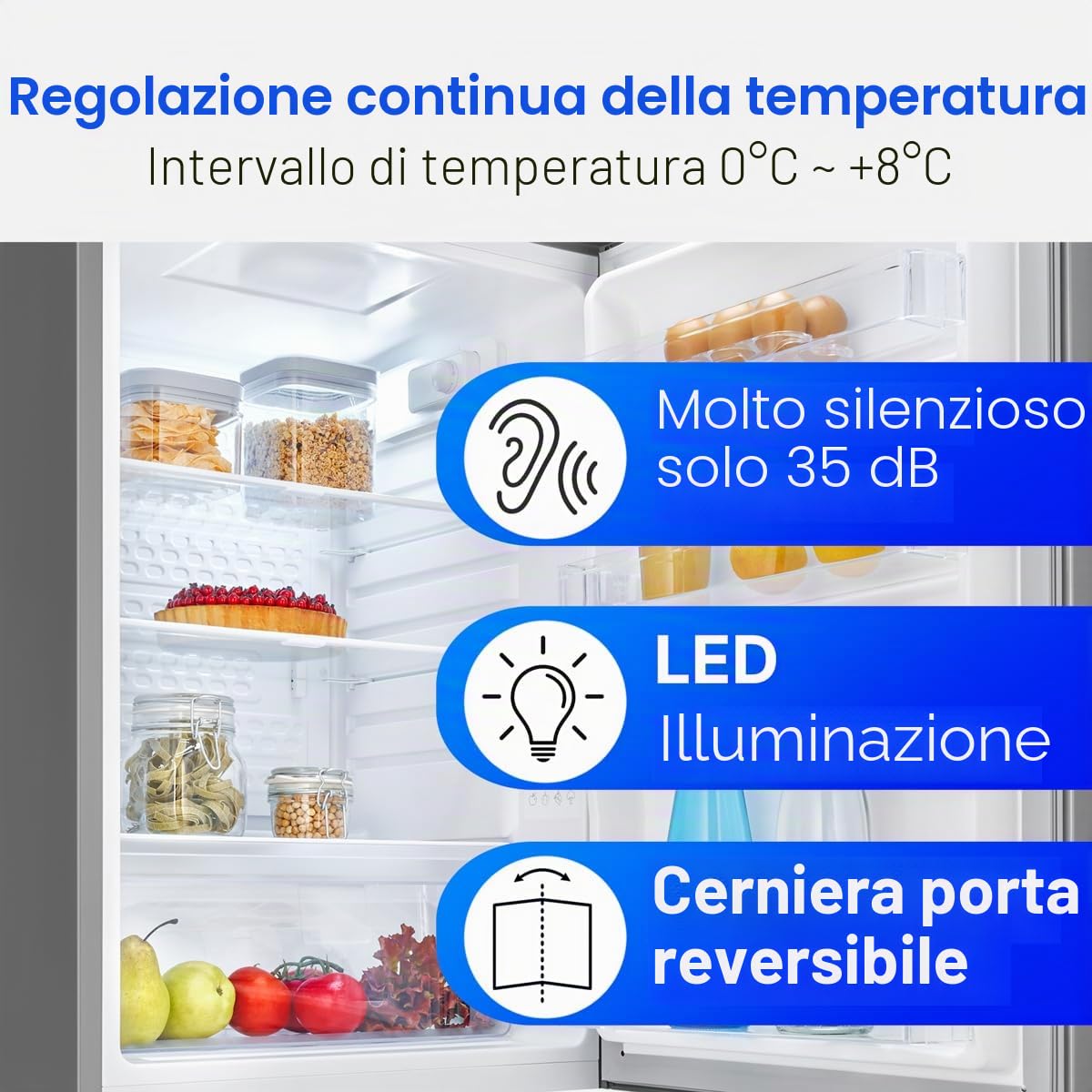Frigorifero Bomann® senza scomparto congelatore, Classe energetica C, 85 cm, Garanzia compressore di 5 anni, Frigorifero compatto, 0-8 °C, Silenzioso 35 dB, 3 ripiani