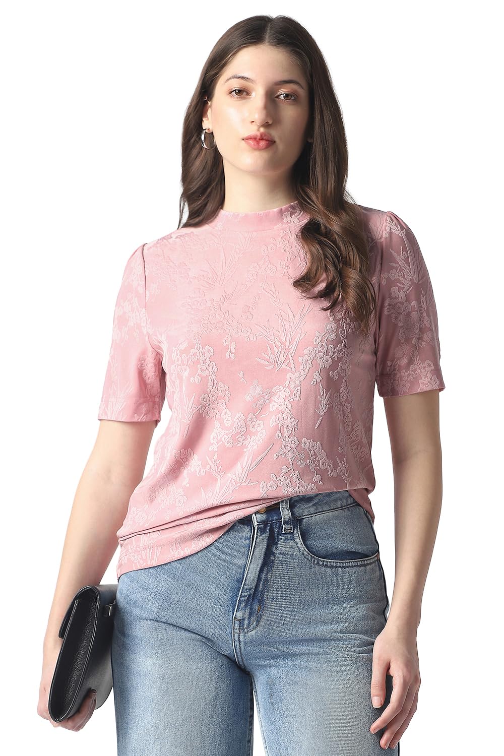 van heusen Women Pink Textured Formal Round Neck Top-picture-10