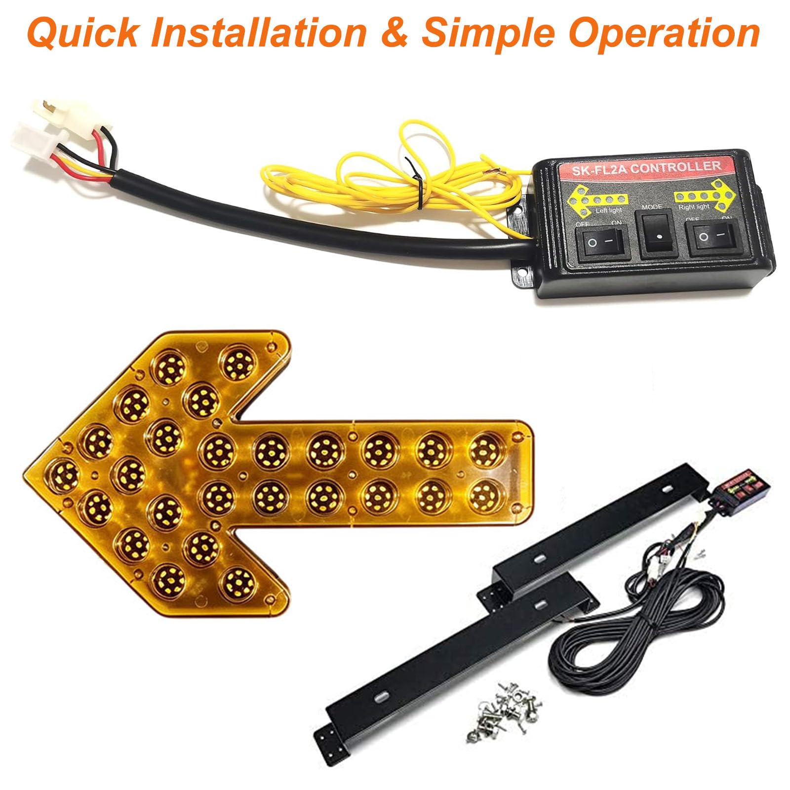Lampka Sygnalizacyjna Led W Postaci Strzałki W Pojeździe, 208 Koralików Led, 35 Cm, 1 Szt.(Size:12V,Color:Żółty)
