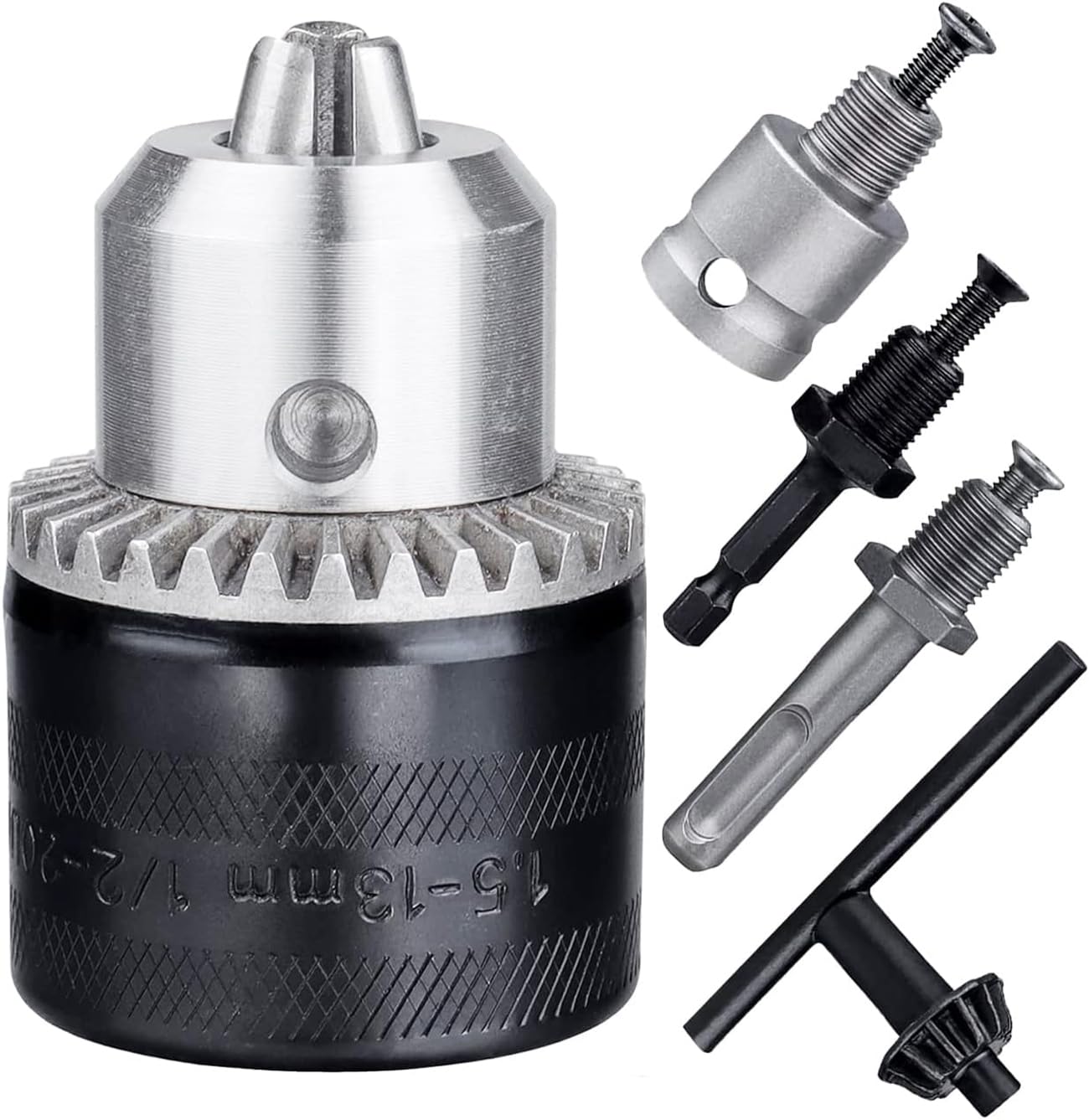 Uptodateproducts 13mm Keyed Drill Chuck Adapter Kit 1/2"-20UNF with SDS-Plus Shank 1/4" Hex Shank 1/2" Socket Square Female Adapter fits Rotary hammer/Impact wrench/Impact Screwdriver (B0D9K3F51Y) Amazon Price History, Amazon Price Tracker