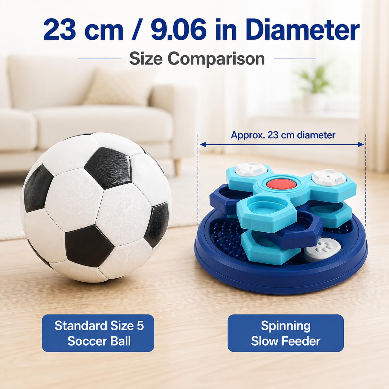 Ciotola per cani a rompicapo Slow Feeder, mangiatoia interattiva rotante a 4 strati con 7 coperchi rimovibili, spatola in silicone e base antiscivolo, blu