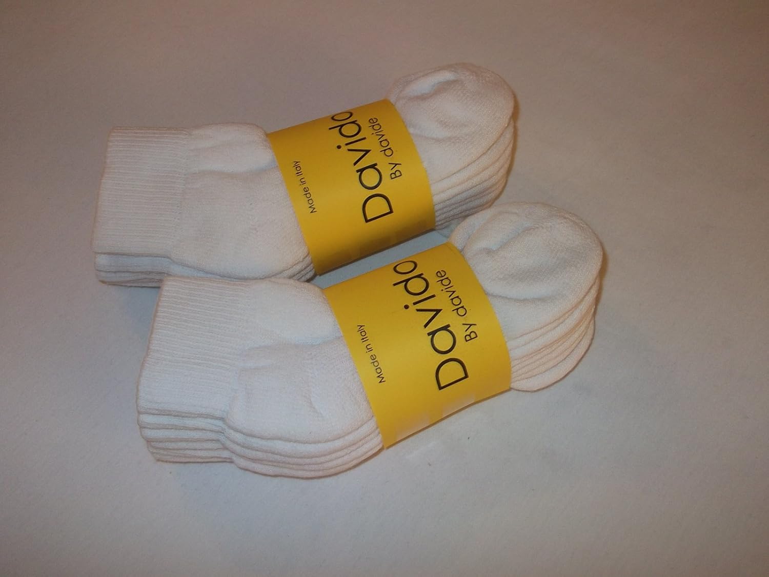 davido Women socks ankle quarter made in Italy 100% cotton 8 pairs white (6-8)