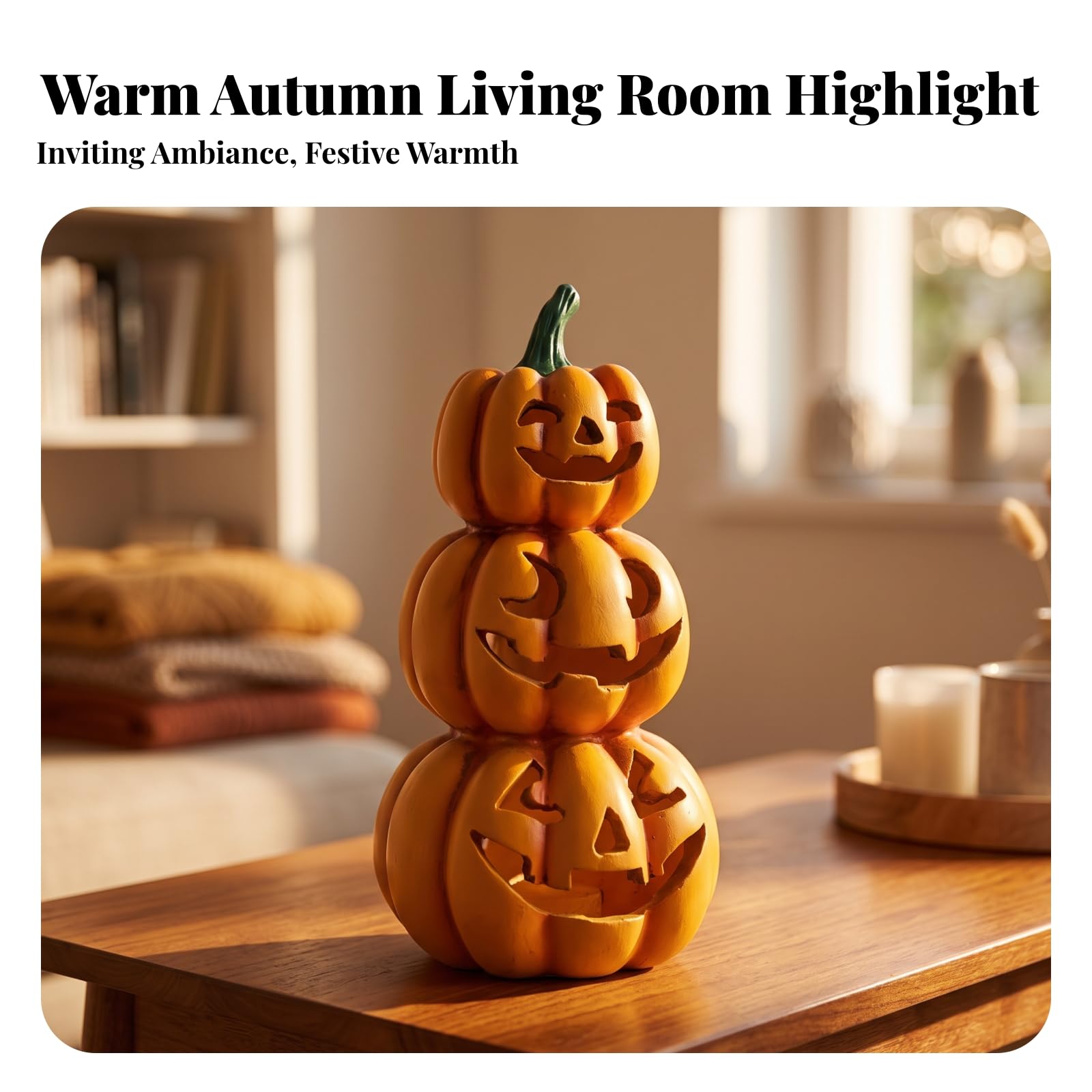 Zucca con Luce Led per Interni Ornamento | Da Tavolo, Lanterna di Halloween, Accogliente, Decorazione Autunnale, per Ingresso
