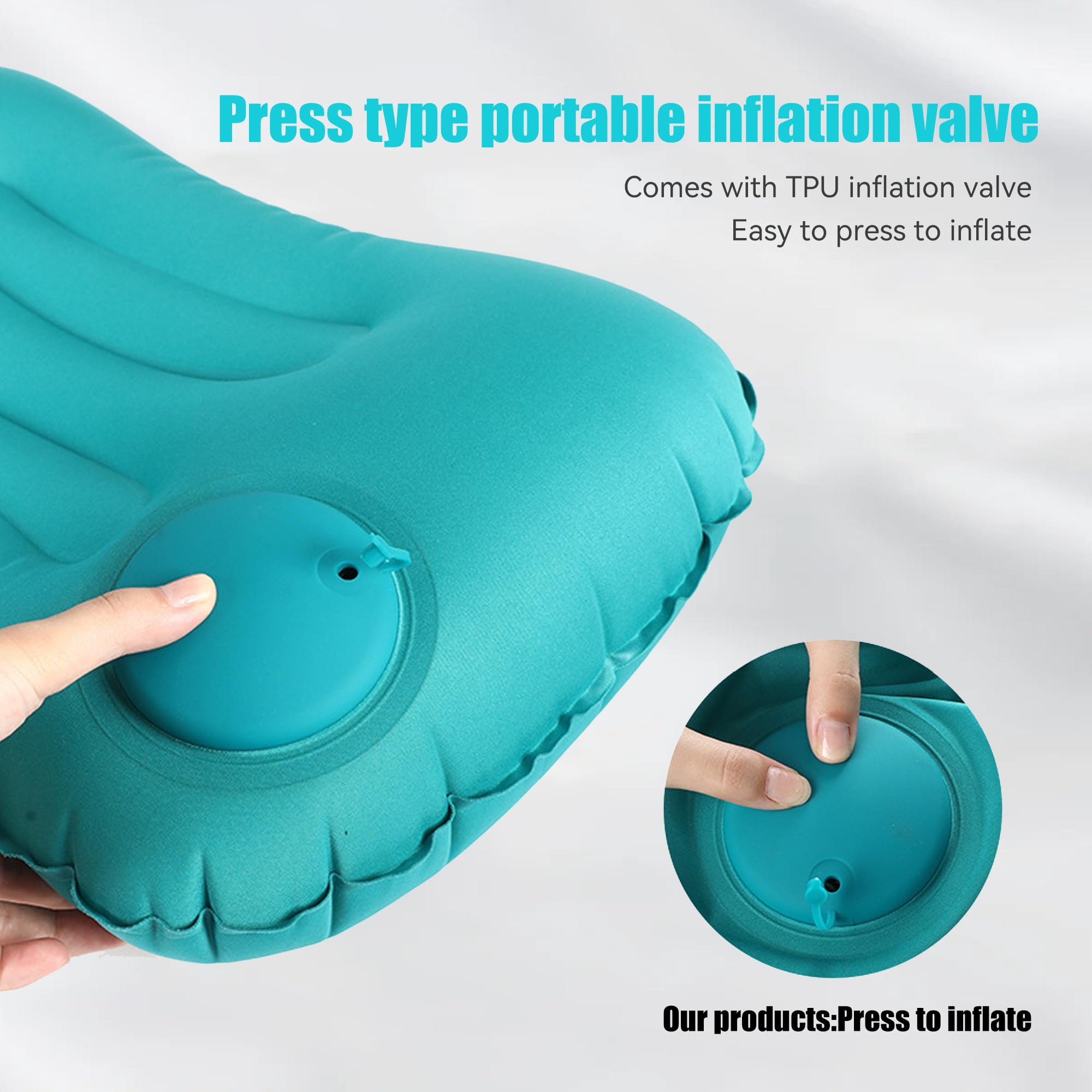 JAADU 2 PCS Almohada Hinchable, Almohada de Playa Hinchable, Diseño Ergonómico Almohada para Viaje, Compresible, Compacta, Almohada Inflable para Camping, Playa, Viajes, Oficina