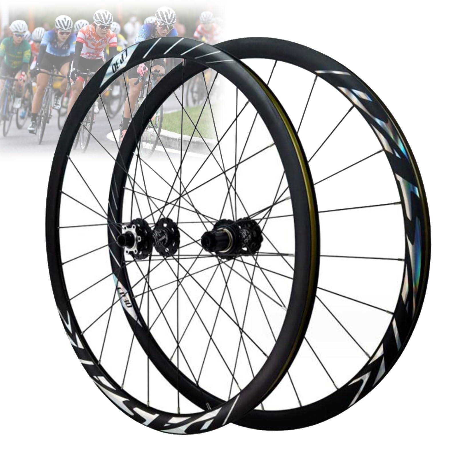 Zestaw kołowy rower ze stopu aluminium 700C koła do roweru szosowego, hamulec tarczowy zaślepka końcowa oś 24H szprychy przednie 2 tylne 4 łożyska do opon 700C* 23-45C koła szosowego (kolor: tytan