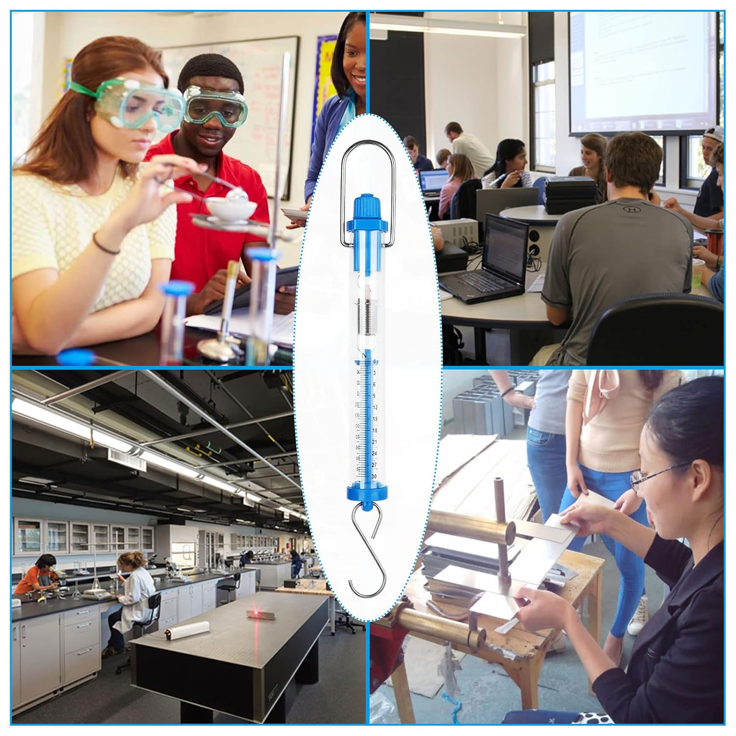 GLEEJON 5 PCS Newtons Spring Scale Set, Plastic Tubular Spring Scale Transparent Spring Balance Hanging Tube Spring Scale Set ( 1N, 5N, 10N, 20N, 30N ): Industrial & Scientific