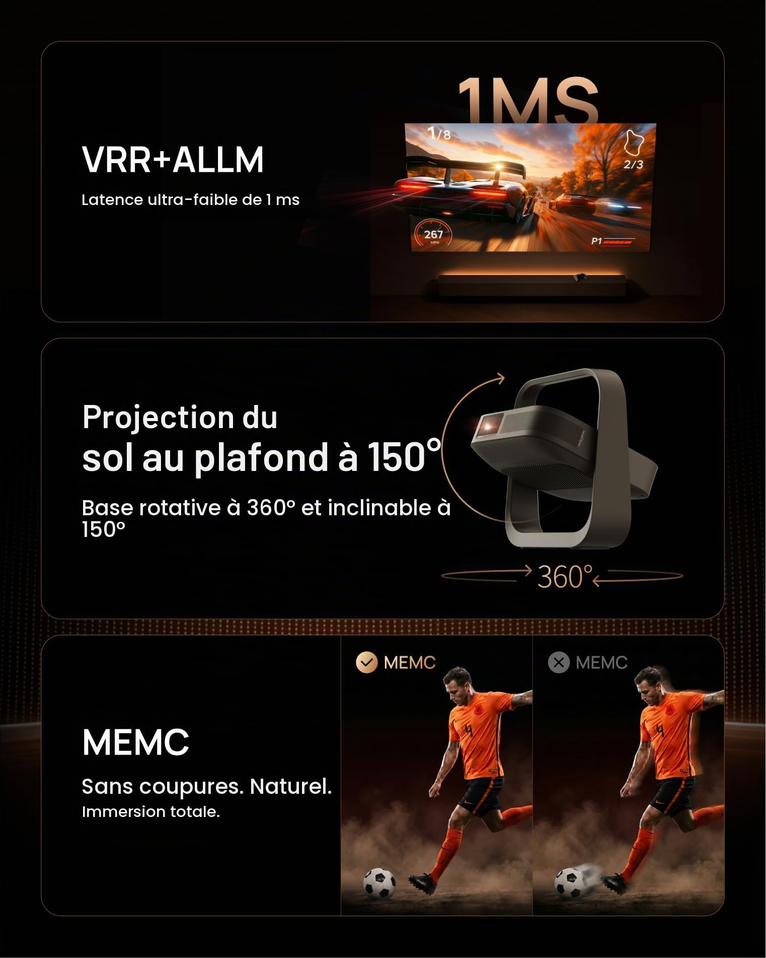 XGIMI Elfin Flip 4K Videoprojecteur Portable Intérieur/Extérieur+Écran 70"