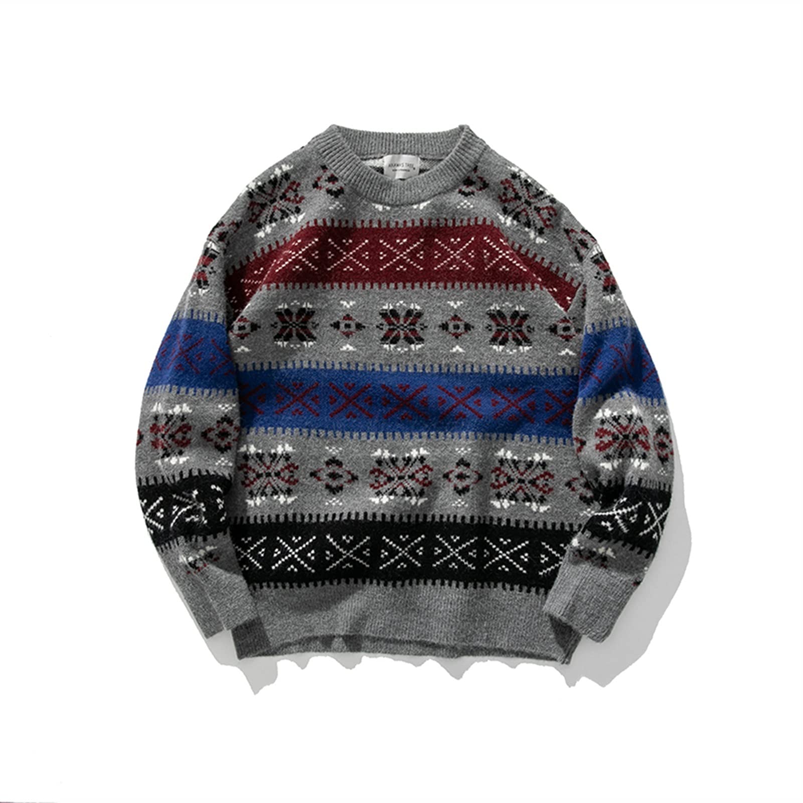 pullover hombre Hombres flor rayado suéter de invierno jersey for hombre o-cuello suéter de punto sueter para hombres