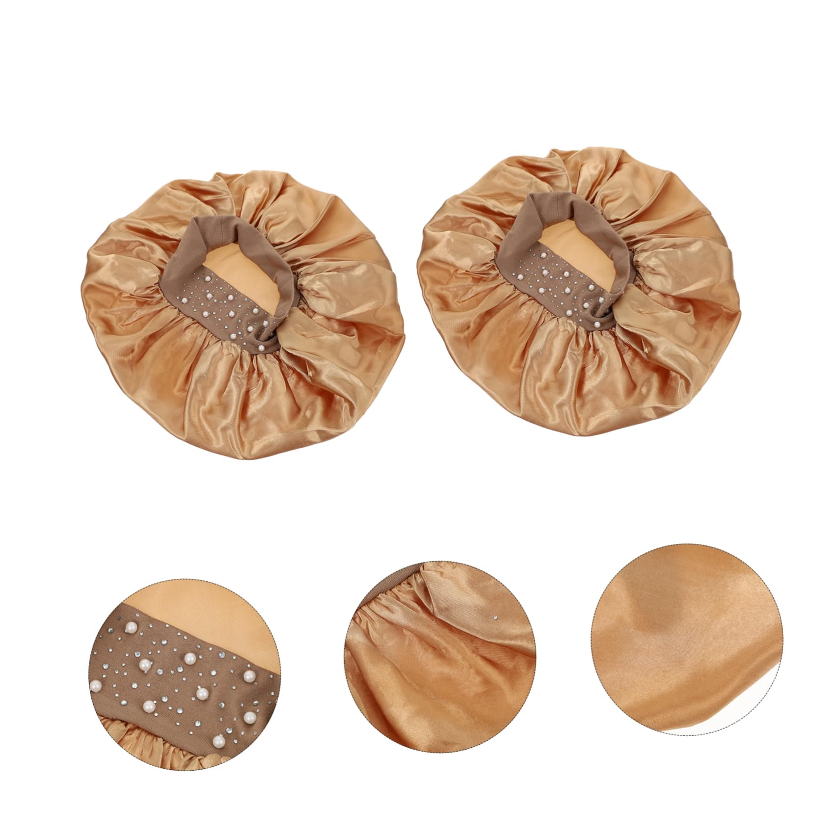 Healvian 6pièces Bonnets De Bain Élastiques Imperméables Polyester Caps Pratiques Pour Et Spa Couleur Dorée