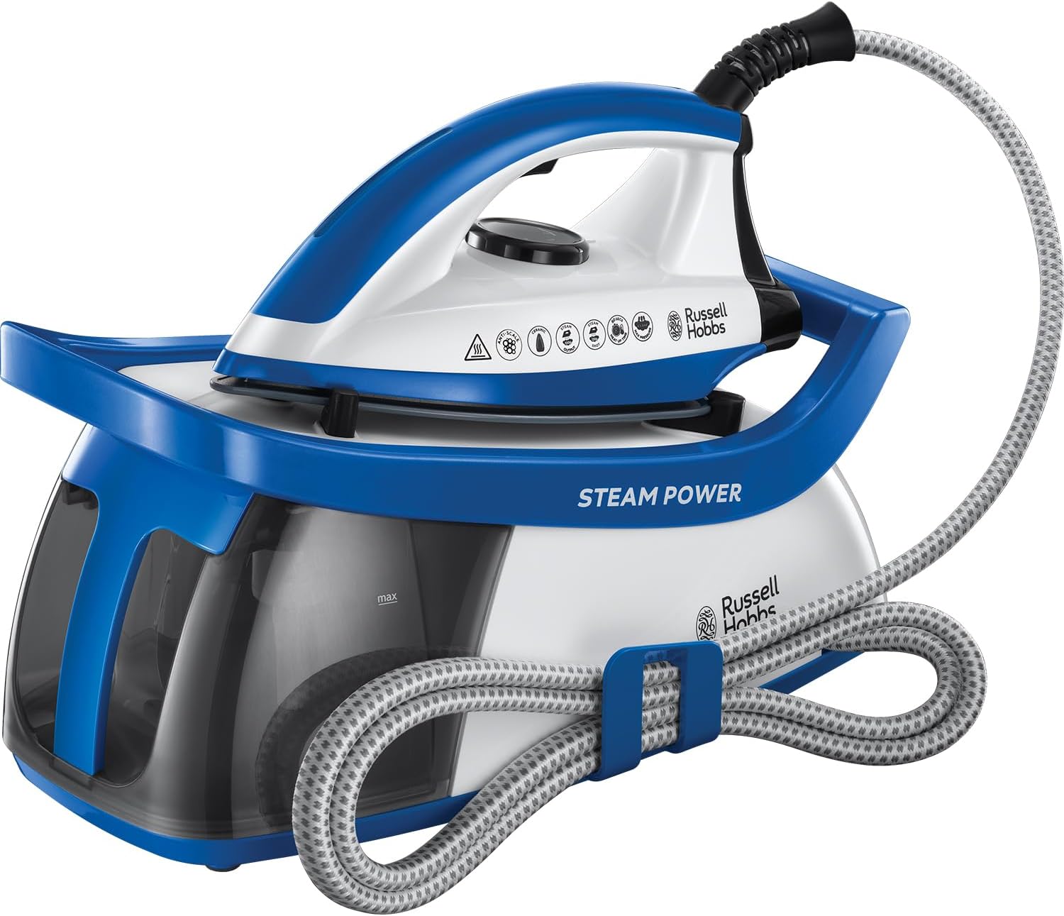 Steam Iron [2600W,120 g/min continuous steam] SteamPower (60sec heat up, 4.5 bar pressure, 1.3L tank, non-stick stainless steel soleplate, anti-limescale, Continuous fill) 24430