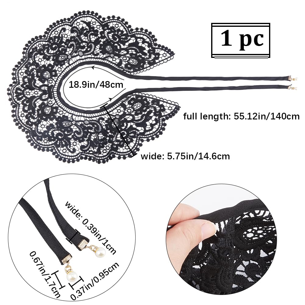 Amazon.com: GORGECRAFT Black Lace Collar Detachable Embroidered