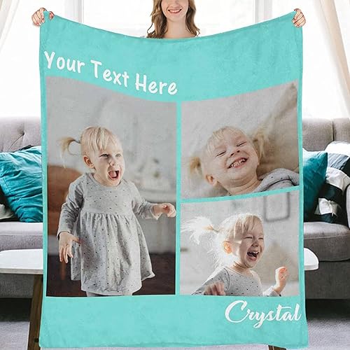 Manta personalizada con fotos, texto, manta personalizada con imagen, texto para mamá, papá, familia, perro, niños, adultos, amigos, regalo