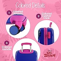 mybagstory - Koffer - Stitch - roze - kinderen - bagage - reizen - vakantie - meisjeskoffer - maat 42 cm - wielen - cadeau-idee, Stitch - Roze, Mediano