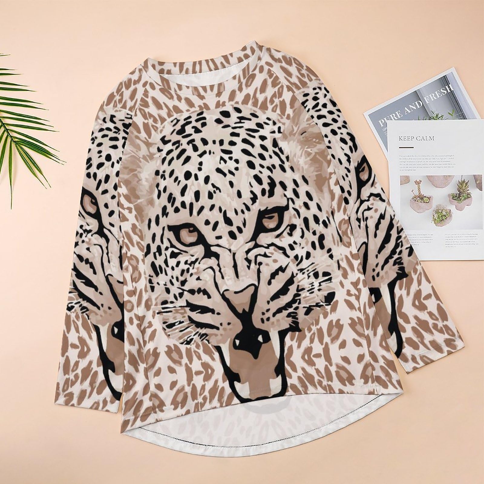 Amazon.co.jp: ロングTシャツ レディース 豹柄 ヒョウ柄 長袖 Tシャツ 
