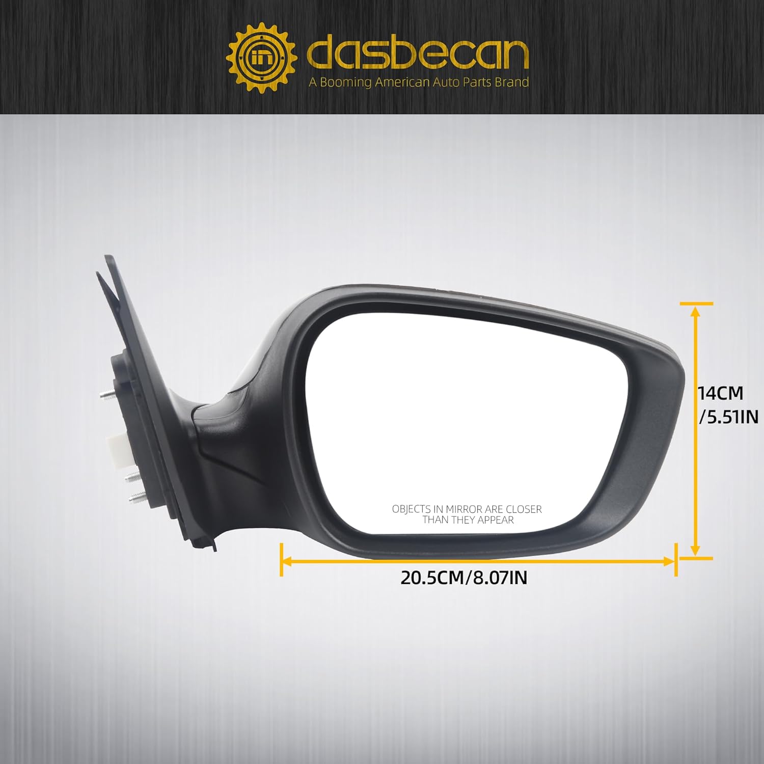 Dasbecan Passenger Side Mirror Compatible With 2011 2012 2013 Hyundai Elantra Right Rear view Mirror Black With Manual Folding,Heated,Power Glass Replace# HY1321179 87620-3Y100 (5Pin)