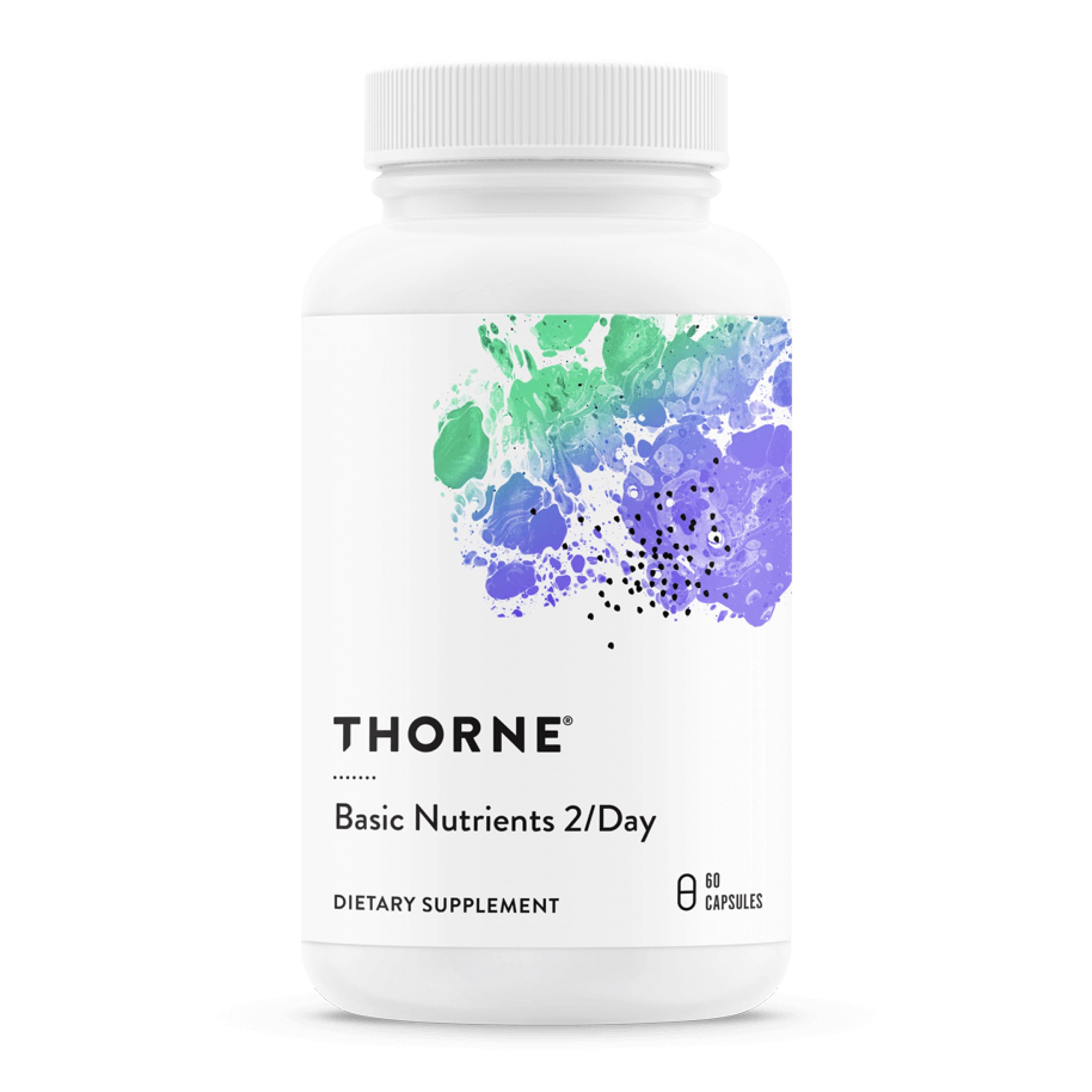 THORNE Basic Nutrients 2/Day - Comprehensive Daily Multivitamin with Optimal Bioavailability - Vitamin and Mineral Formula - Gluten-Free, Dairy-Free, Soy-Free - 60 Capsules - 30 Servings