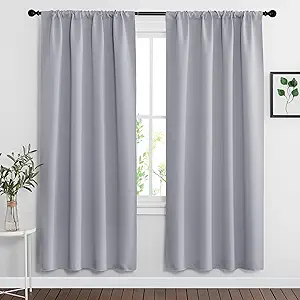 RYB HOME Curtains for Bedroom 72 inches Long, Blackout Thermal Insulating Window Treatment Drapes for Living Room Bathroom Basement Laundry Classroom, W 34 x L 72, Silver Grey, 2 Panels