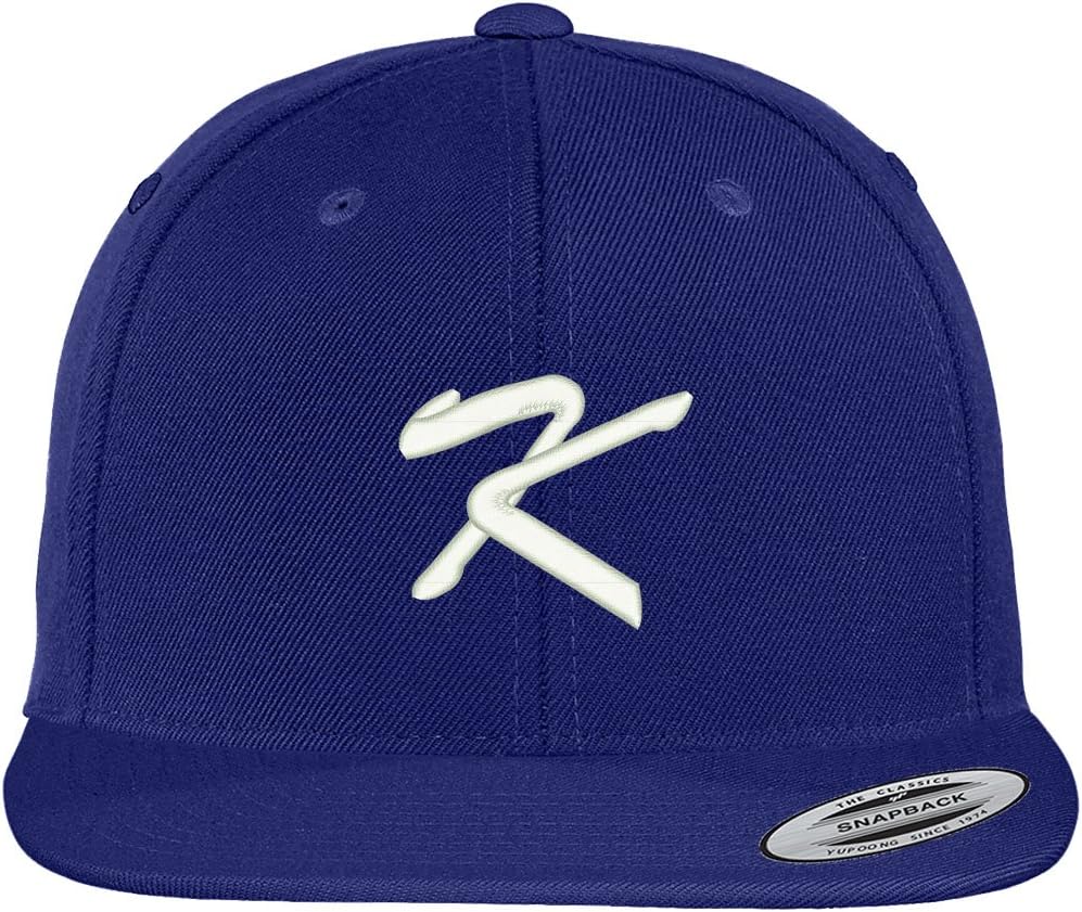 Trendy Apparel Shop Letter K Brushed Script Embroidered Flat Bill Snapback Baseball Cap