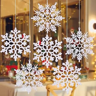 Snowflake Ornaments, 6 Pack Large Snowflake Decorations Snowflakes Christmas Decorations, Hanging Snowflake Decorations fo...